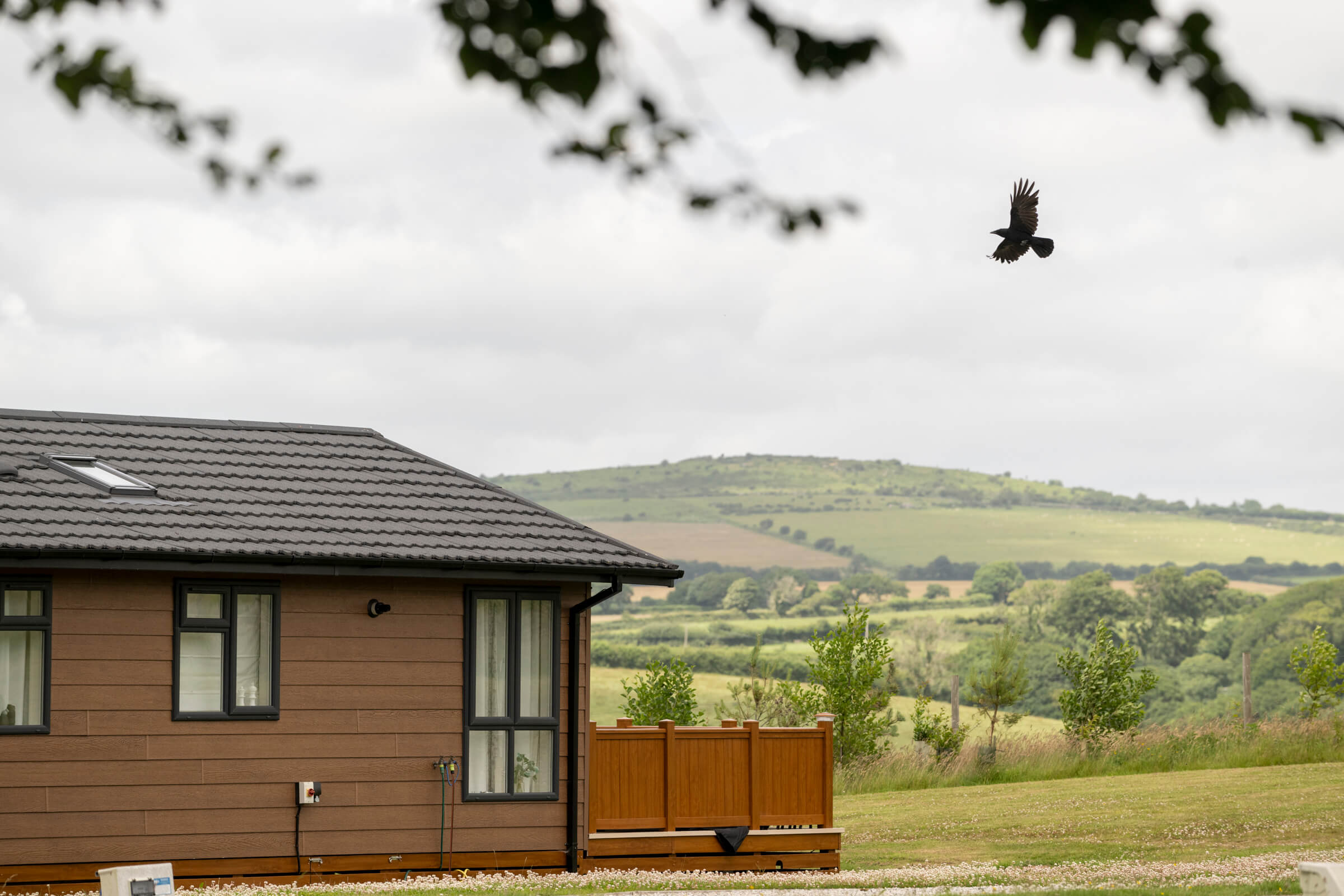 Moorland View lodge exterior with view at Doublebois